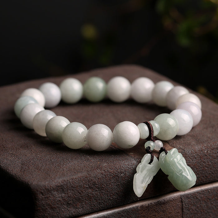 Natural Green Jadeite Pixiu Bracelet – Authentic Jade Wealth Jewelry