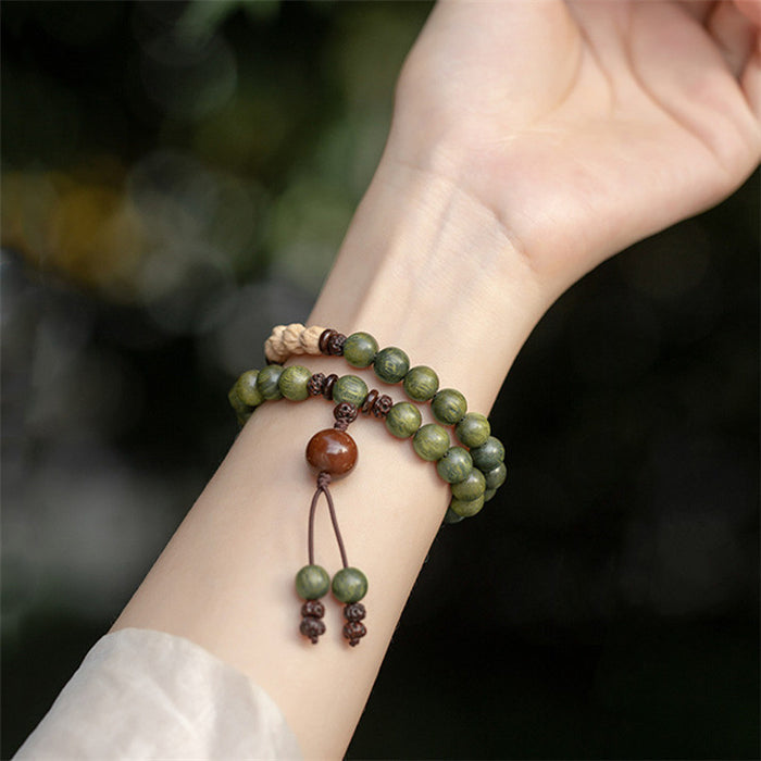 mala style sandalwood bracelet 6mm beads calm focus balance gift for him her