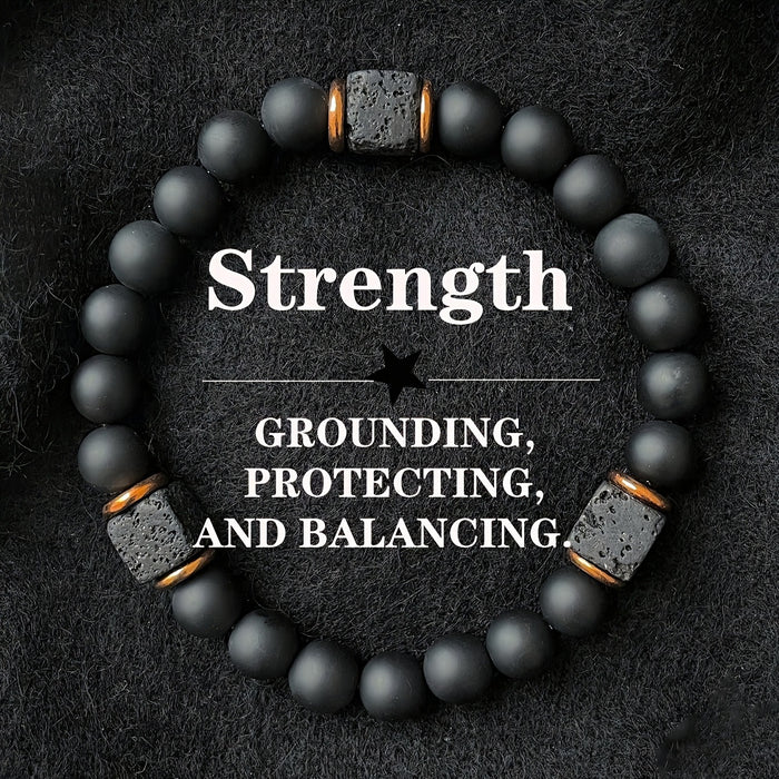 Natural lava stone bracelet men volcanic beads