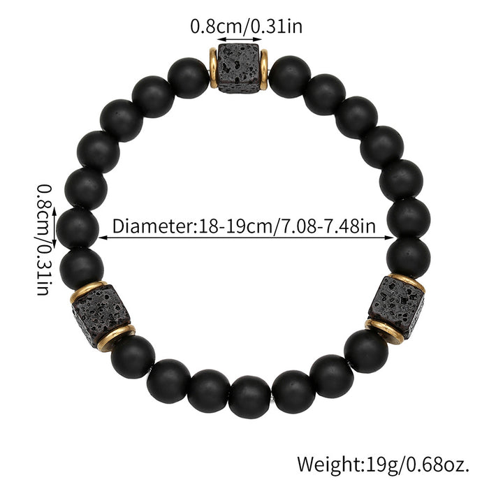 Black onyx cube bracelet men stretch design