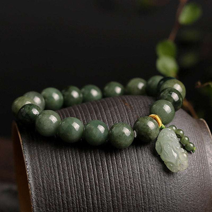 Authentic Burmese Green Jadeite Pixiu Bracelet – Feng Shui Good Luck Jewelry