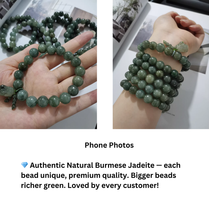 Natural Myanmar Grade A Jadeite Bracelet with Pixiu Charm wear on wrist