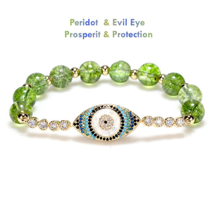 natural peridot evil eye bracelet for women protection jewelry