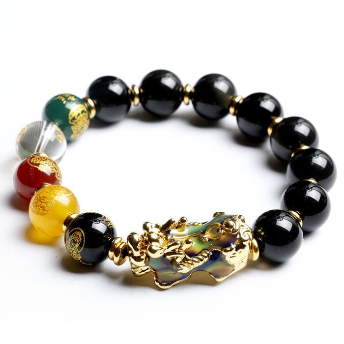 Natural Rainbow Eye Obsidian Beads Bracelet Gemstone Jewelry