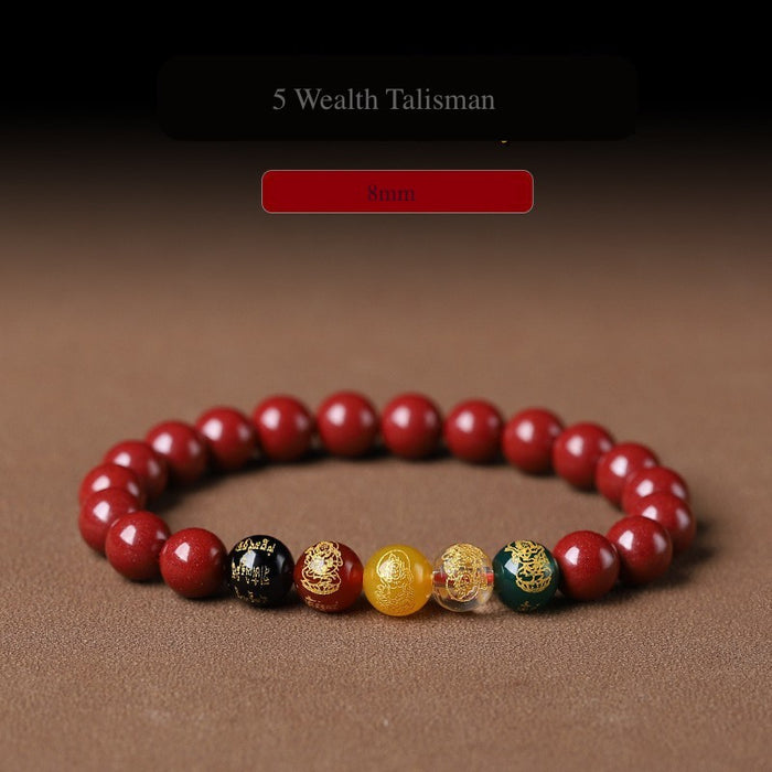 Feng shui wealth gods bracelet red cinnabar gemstone unisex