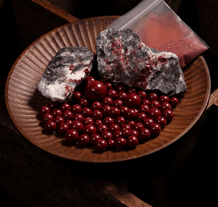Bold red cinnabar bead bracelet symbolizing success and abundance
