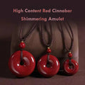 red cinnabar pendant necklace natural gemstone feng shui amulet donut style