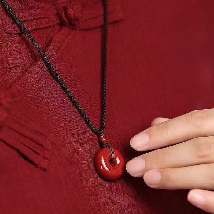 high content red cinnabar necklace wealth protection energy pendant adjustable cord