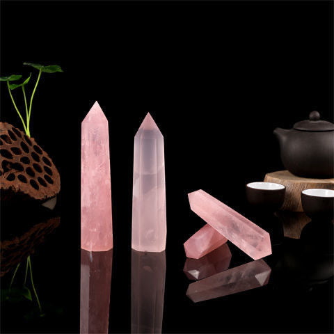 rose quartz tower polished crystal point for reiki meditation décor