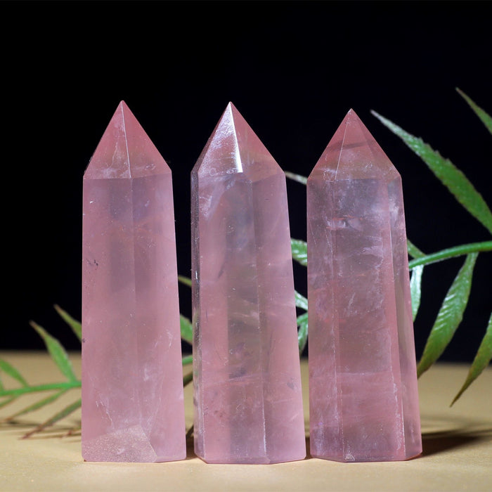 pink rose quartz crystal point tower home décor gift