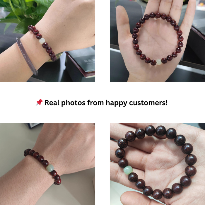 Aromatic Sandalwood Beads with Jade Centerpiece