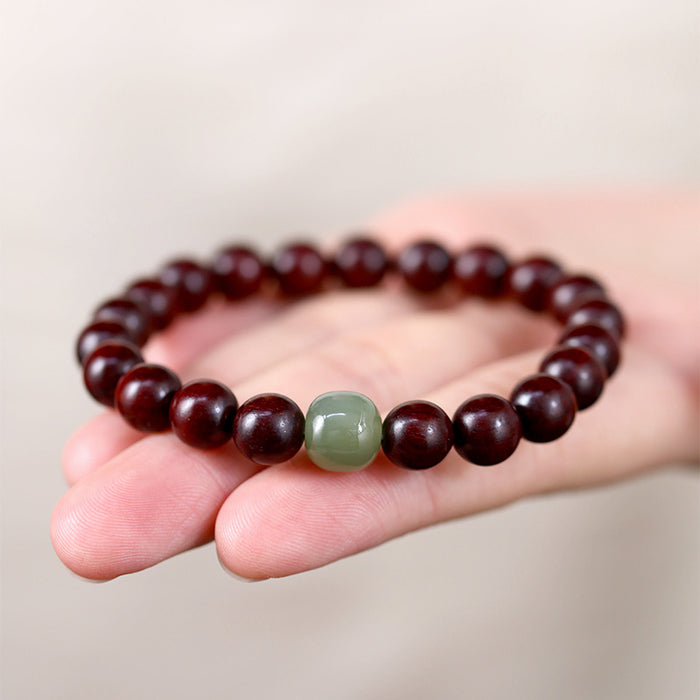 Aromatic Sandalwood Beads with Jade Centerpiece