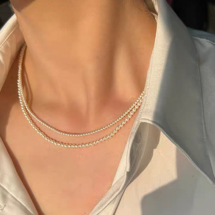 natural shell pearl necklace 14k gold plated shell beads 3mm 6mm