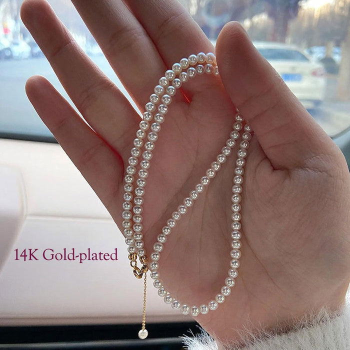 gold plated shell pearl necklace gift women elegant everyday style