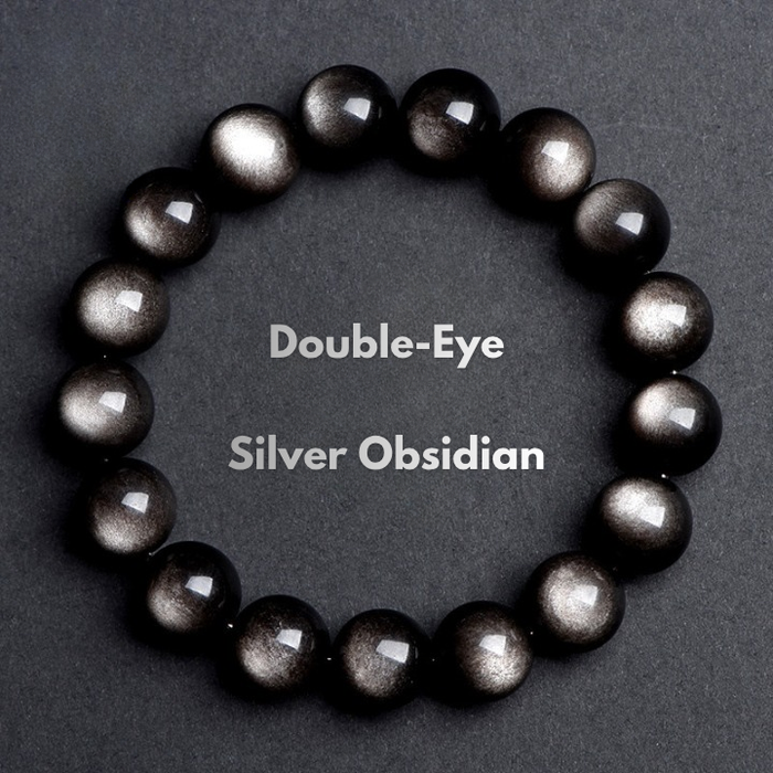 Natural Silver Sheen Obsidian Bracelet for Men and Women