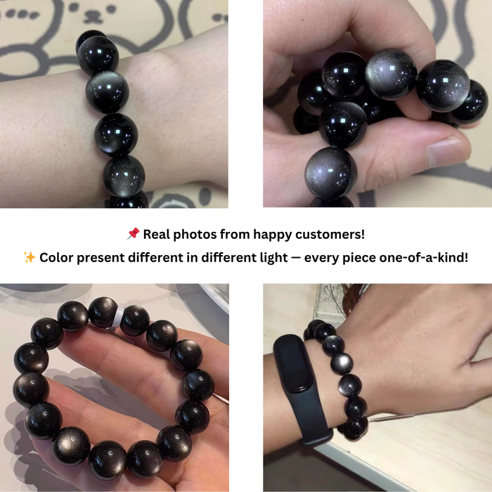 Silver Sheen Obsidian gemstone bracelet gift for men and women
