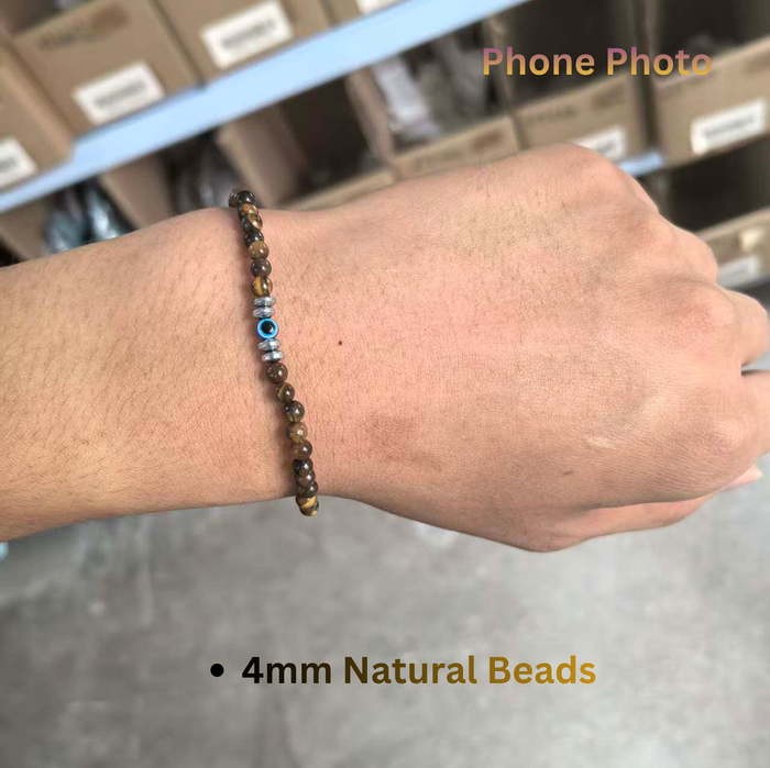 Men's Tiger Eye Evil Eye bracelet styled for everyday wear