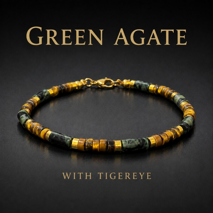 Natural Lapis Lazuli Bracelet for Men with Tiger Eye Gemstones
