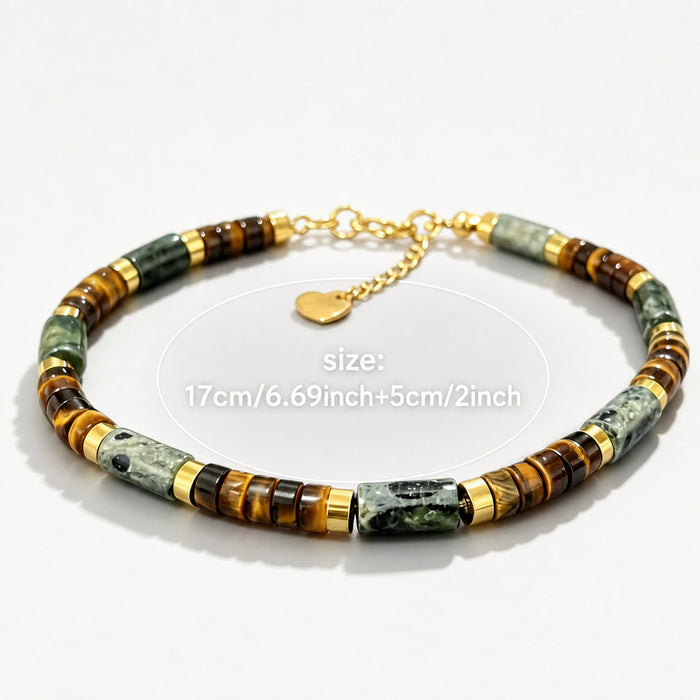 Men's Natural Lapis Lazuli Gemstone Bracelet with Gold Accents