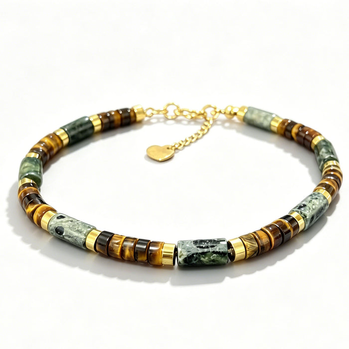 Genuine Lapis Lazuli and Tiger Eye Bracelet for Men white back ground