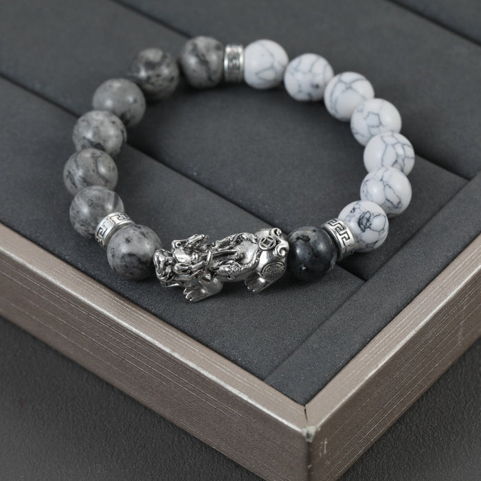 Unisex Yin Yang turquoise beaded bracelet