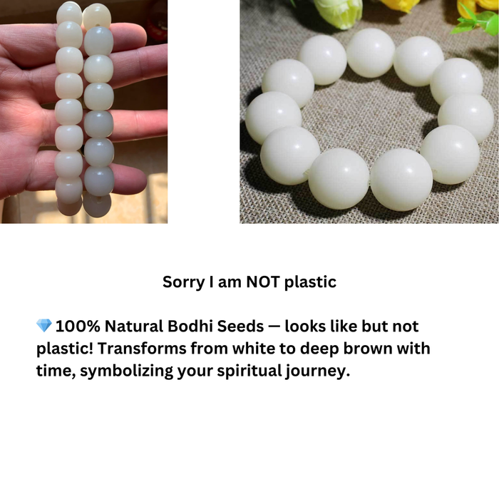 Spiritual Mala Beads Bracelet – White Bodhi Seed Meditation Jewelry