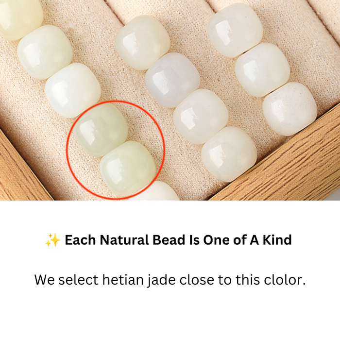 Close-up of genuine natural Hetian Jade beads