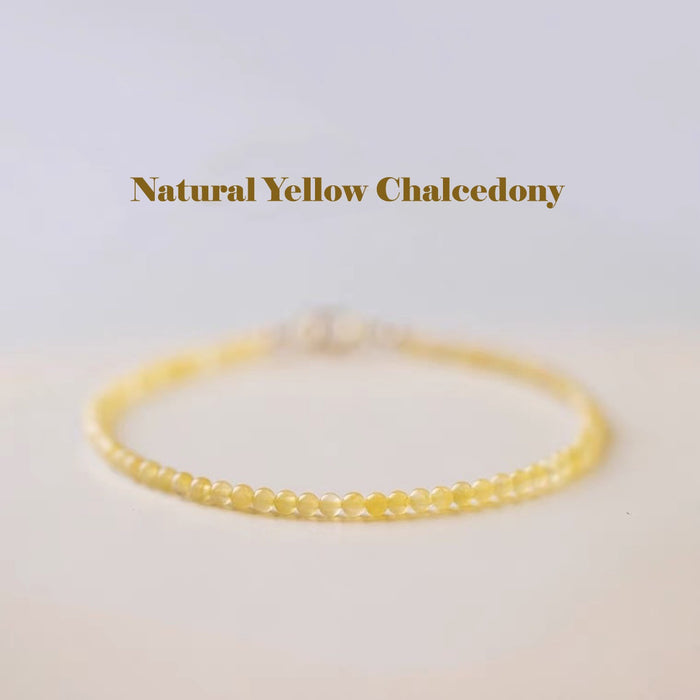 Natural Yellow Chalcedony Bracelet – 3mm Gemstone Jewelry