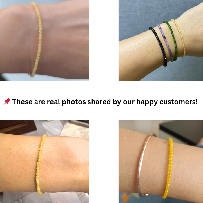 Minimalist Yellow Chalcedony Stackable Gem Bracelet