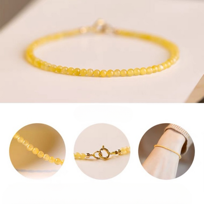 Elegant Yellow Chalcedony Beaded Bracelet for Positivity