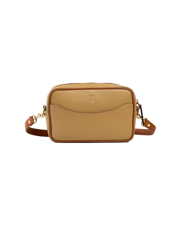 Paola — Leather Crossbody Camera Bag palomino with camel