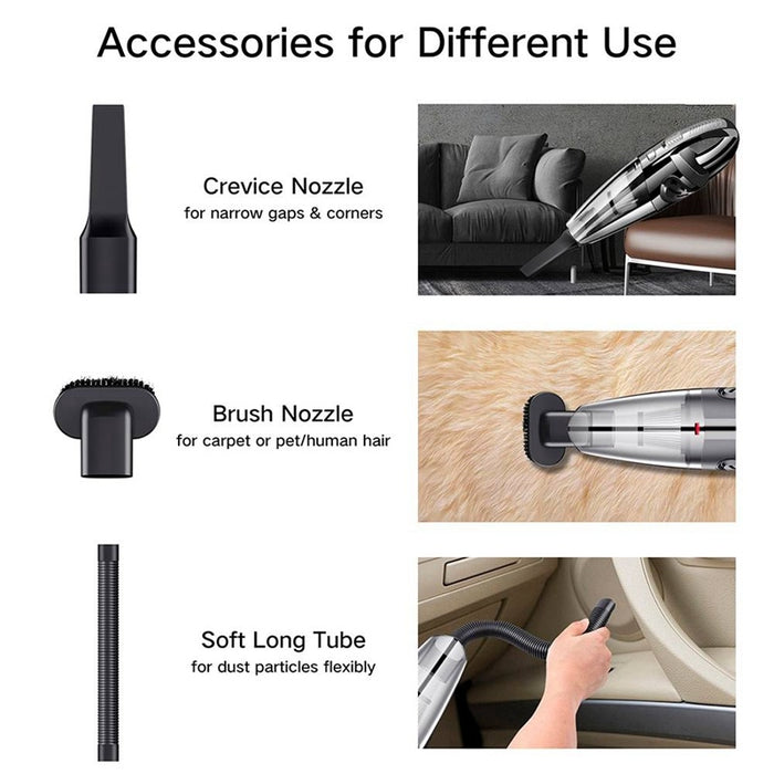 Vacuum cleaner accessories with descriptions and usage examples.