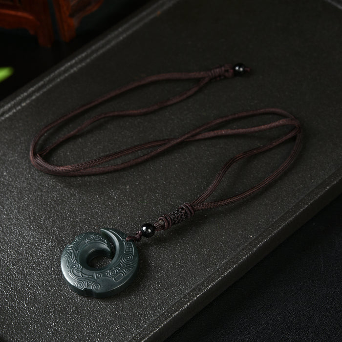 Full length view of a 25.2 inch Hetian nephrite jade necklace