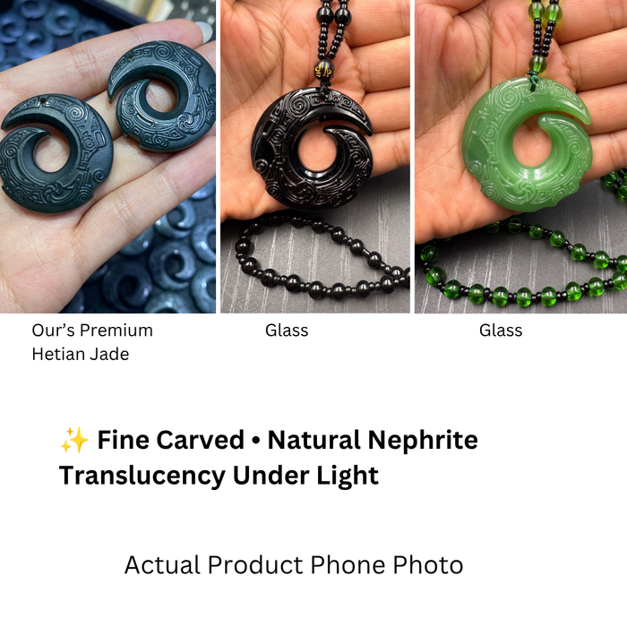 Authentic Nephrite Jade Pendant Necklace our natural quality vs other's glass pendant