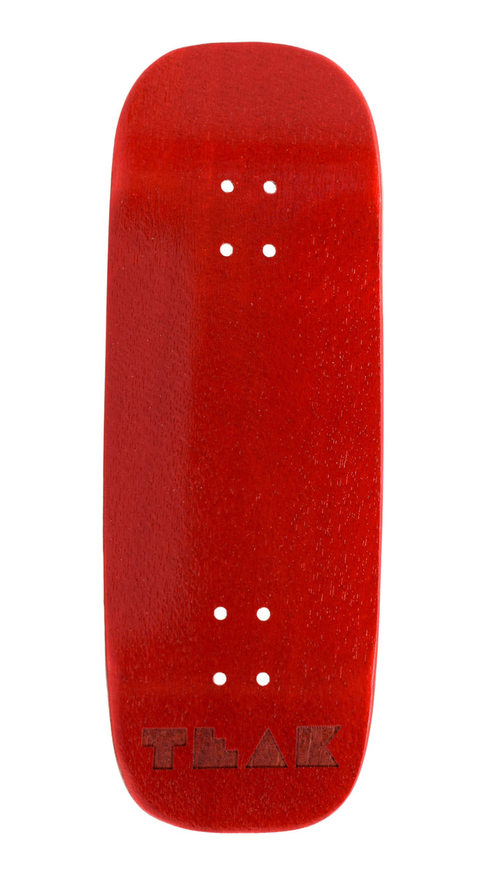 Teak Tuning PROlific Wooden 5 Ply Fingerboard Boxy Deck 32x96mm - Cherry Red - with Color Matching Mid Ply