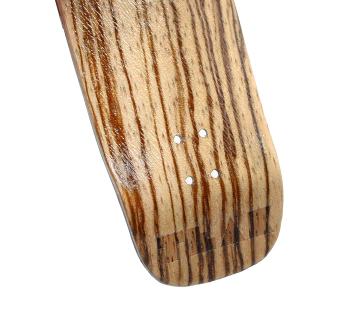 Teak Tuning PROlific Wooden 5 Ply Fingerboard Boxy Deck 32x96mm - Zebrawood - with Black Mid Ply