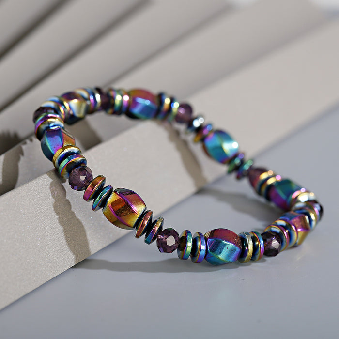 magnetic hematite stretch bracelet rainbow shimmer energy balance