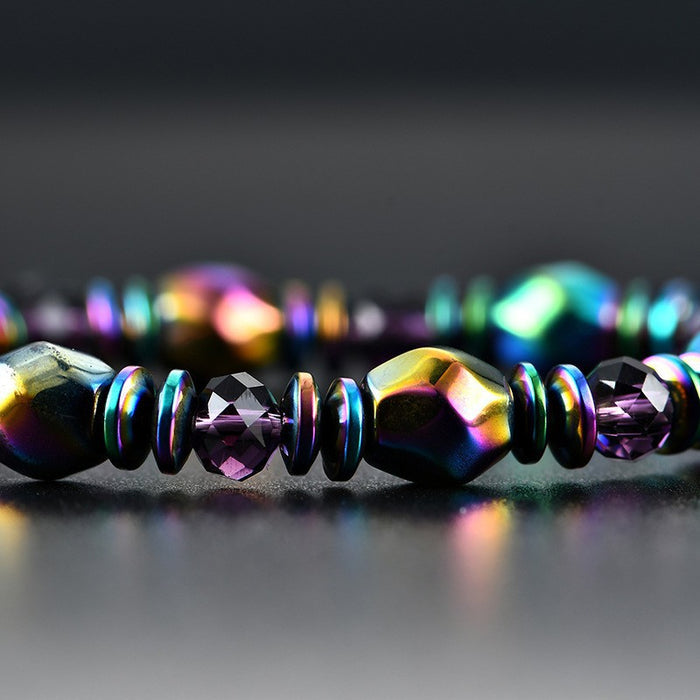 unisex rainbow hematite bracelet magnetic beads wellness gift