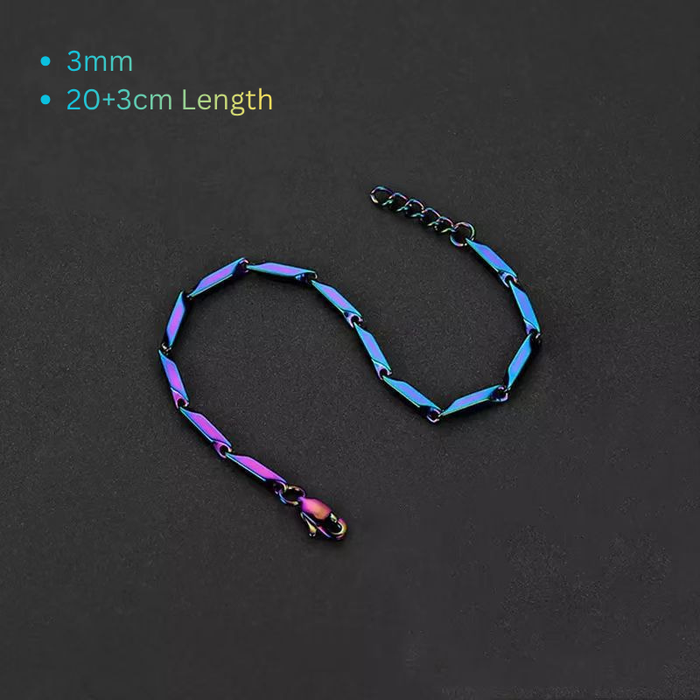 Adjustable stainless steel bracelet clasp with rainbow finish