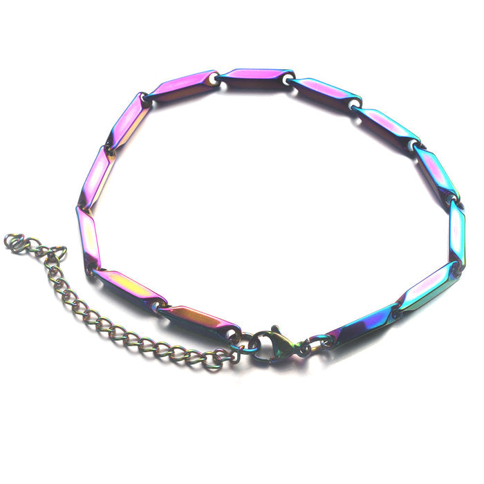 Rainbow stainless steel chain bracelet waterproof adjustable jewelry