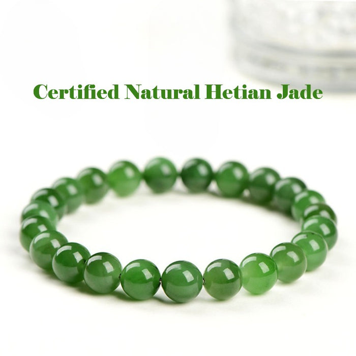 Real Hetian jade bracelet dark green natural certified