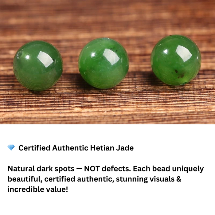 Authentic dark green jade beads Feng Shui luck and protection