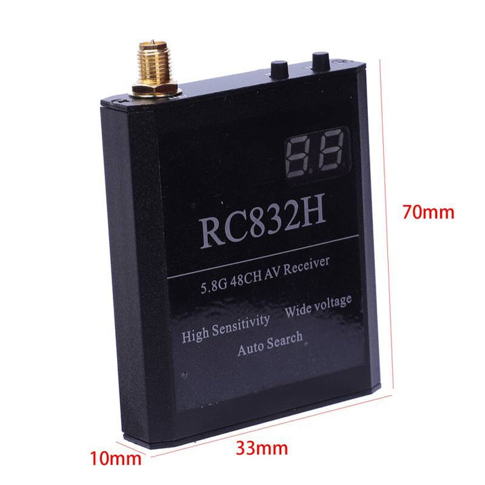 RC832H 5.8G 48CH AV Receiver with high sensitivity and auto search, compact 70mm design