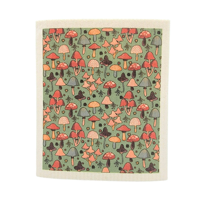 Sage Fall Mushroom Pattern Swedish Dishcloth - Fall Decor - The Regal Find
