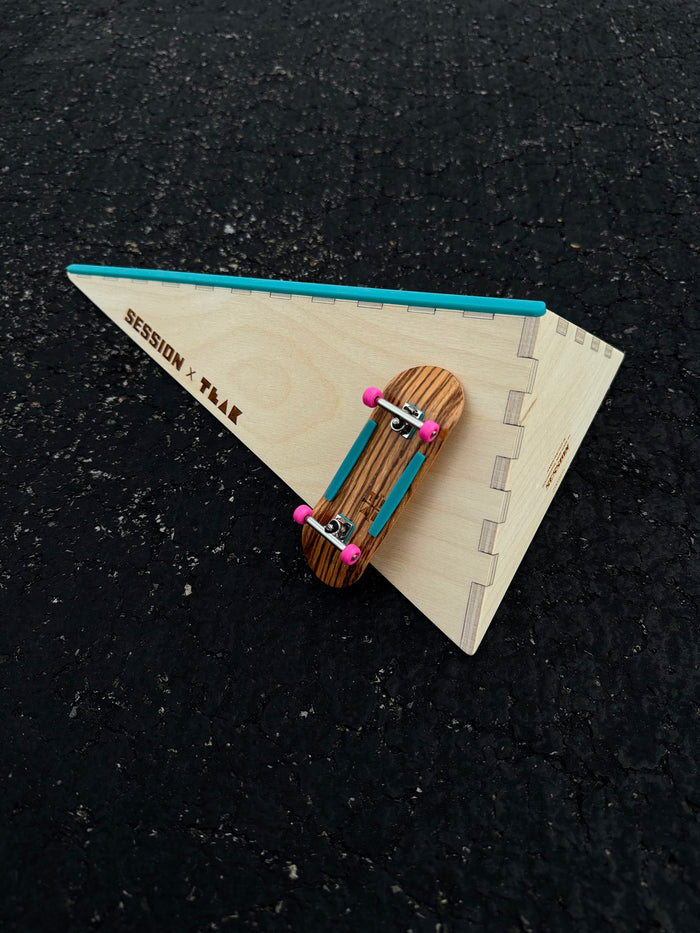 Session Fingerboards The Polebank - Wooden Fingerboard Obstacle with Acrylic Coping