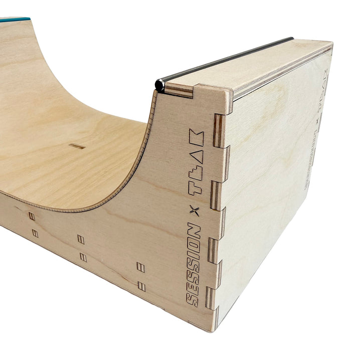Session Fingerboards The Two-Face Halfpipe - Wooden Fingerboard Obstacle with Acrylic + Stainless Steel Coping