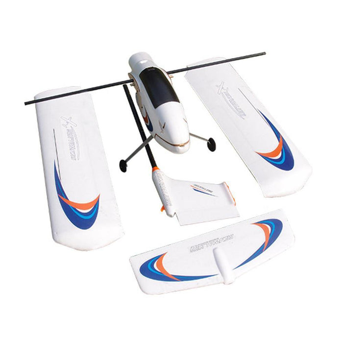 White VTOL drone with blue-orange decals, ideal for mapping and surveying tasks.
