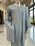 Small Grayish Blue Afghan Men’s Parahan Tunban Set – Premium Embroidered Traditional Outfit with chadder/patto