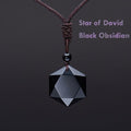 Star of David Black Obsidian Necklace Six-Pointed Protection Pendant