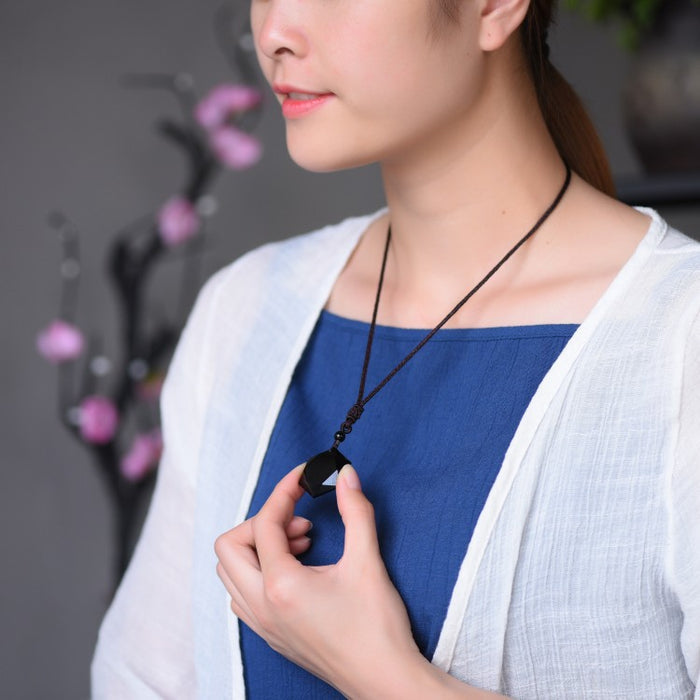 Star of David Black Obsidian Necklace Six-Pointed Protection Pendant